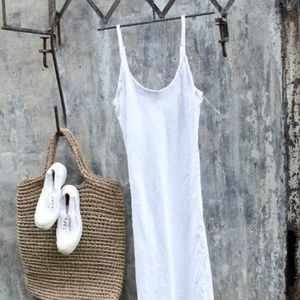 White Linen Bias Slip Dress Size Small